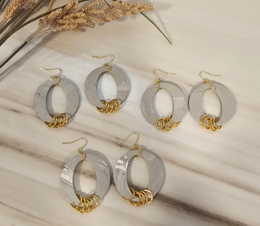Ringed Marbled Stone Dangles